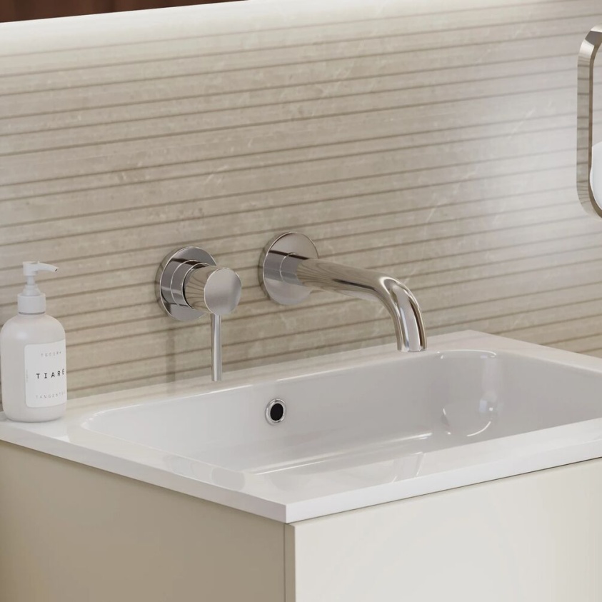 Apex Chrome Two Hole Wall-Mounted Basin Tap